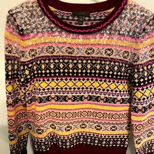 J Crew faire isle sweater with clear sequins